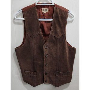 Vintage GAP 60’s Western Brown Suede Leather‎ Vest Size Medium